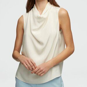 Argent Silk Crep Cowl Top